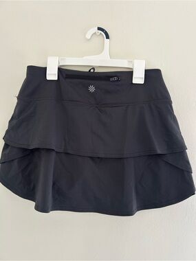 Athleta Black Layered Skort with Zipper Pocket